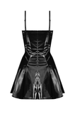 Punk Women's Glossy Lace-Up Mini Dress with Buckles