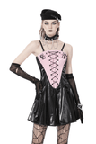 Punk Women's Glossy Lace-Up Mini Dress with Buckles