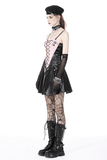 Punk Women's Glossy Lace-Up Mini Dress with Buckles