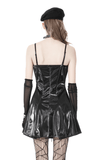 Punk Women's Glossy Lace-Up Mini Dress with Buckles