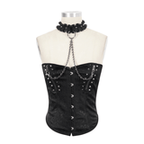 Punk Zipper Corset with Chain / Sexy Ruffled Collar Corset