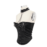 Punk Zipper Corset with Chain / Sexy Ruffled Collar Corset