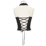 Punk Zipper Corset with Chain / Sexy Ruffled Collar Corset