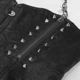 Punk Zipper Corset with Chain / Sexy Ruffled Collar Corset