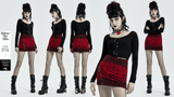 Red Leopard Punk Mini Skirt Featuring Eyelet Zippers
