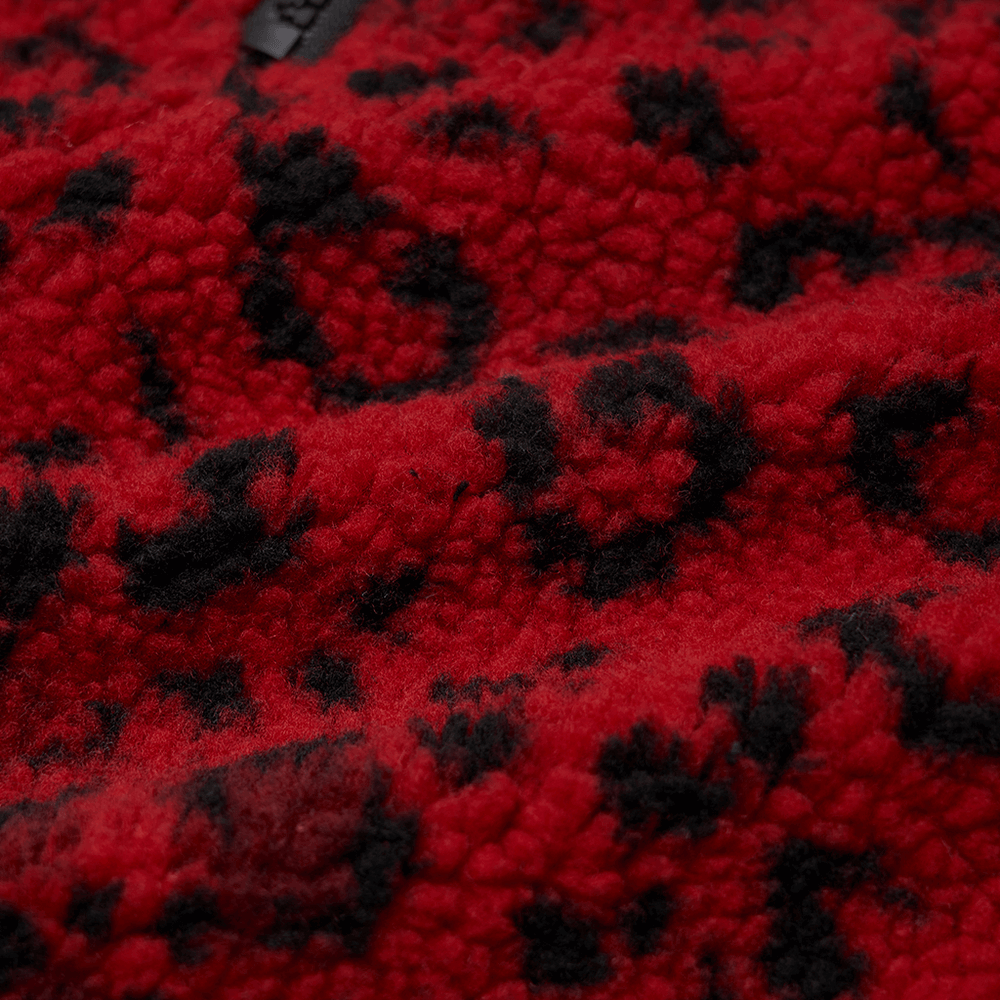 Red Leopard Punk Mini Skirt Featuring Eyelet Zippers