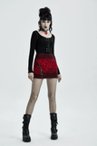 Red Leopard Punk Mini Skirt Featuring Eyelet Zippers