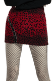 Red Leopard Punk Mini Skirt Featuring Eyelet Zippers