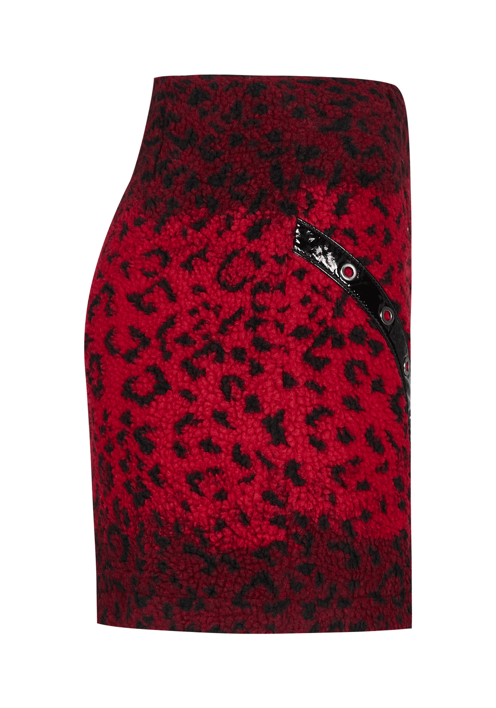 Red Leopard Punk Mini Skirt Featuring Eyelet Zippers