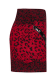 Red Leopard Punk Mini Skirt Featuring Eyelet Zippers
