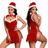 Red Velvet Santa-Inspired Lingerie Dress with Fur Trim - EVE's SECRETS