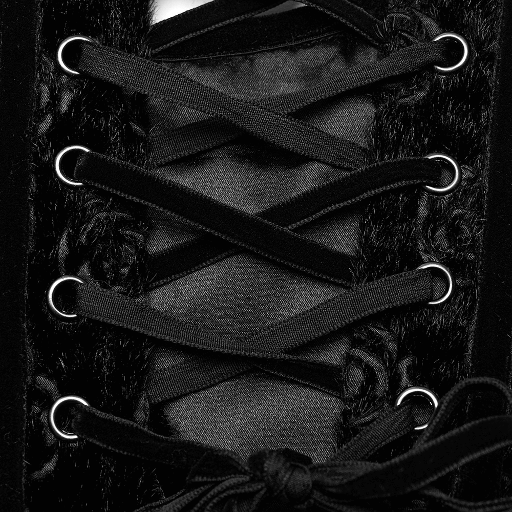 Retro Gothic Velvet Corset with Lace-Up Detailing