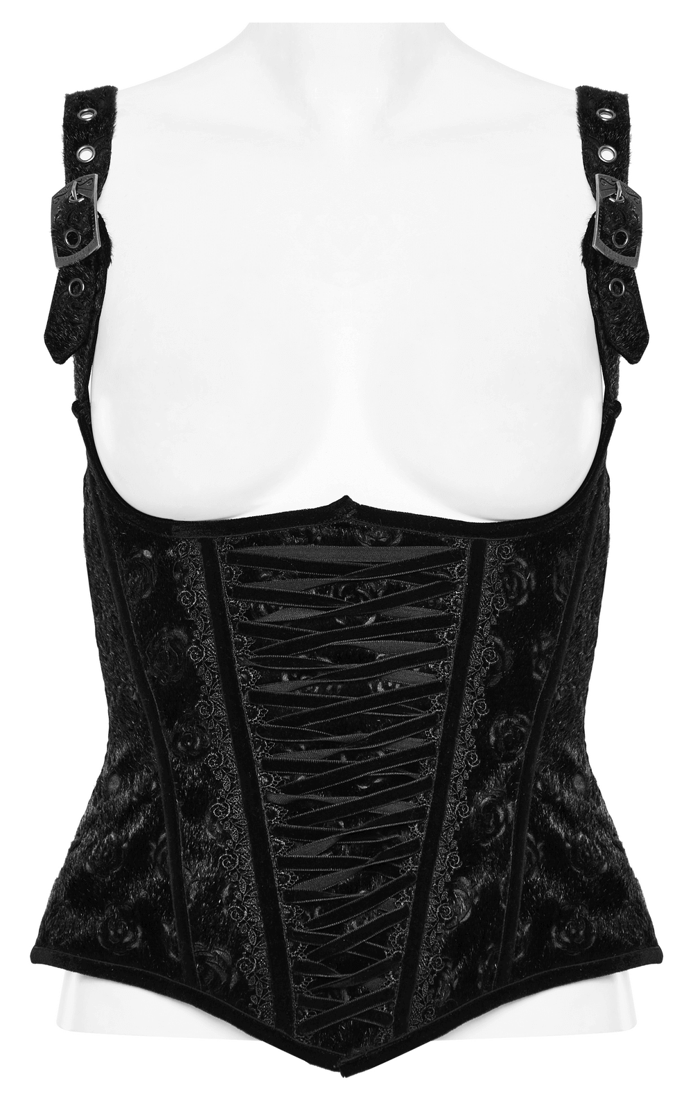Retro Gothic Velvet Corset with Lace-Up Detailing