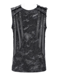 Ripped Black Sleeveless Top with Eyelet Strap Accents