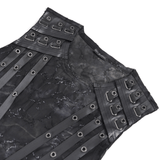 Ripped Black Sleeveless Top with Eyelet Strap Accents