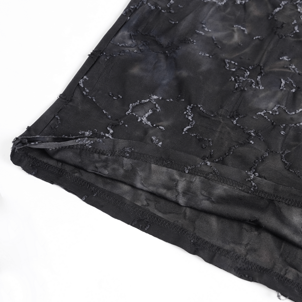 Ripped Black Sleeveless Top with Eyelet Strap Accents