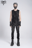Ripped Black Sleeveless Top with Eyelet Strap Accents