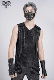 Ripped Black Sleeveless Top with Eyelet Strap Accents