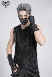 Ripped Black Sleeveless Top with Eyelet Strap Accents