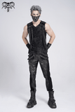 Ripped Black Sleeveless Top with Eyelet Strap Accents