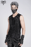 Ripped Black Sleeveless Top with Eyelet Strap Accents