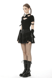 Ruffled Black Lace Skirt with Zip Closure and Lacing Ties