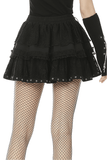 Ruffled Black Lace Skirt with Zip Closure and Lacing Ties