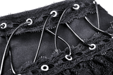 Ruffled Black Lace Skirt with Zip Closure and Lacing Ties