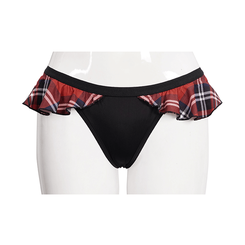 Ruffled Scottish Check Swim Panties: Women's Sexy Style