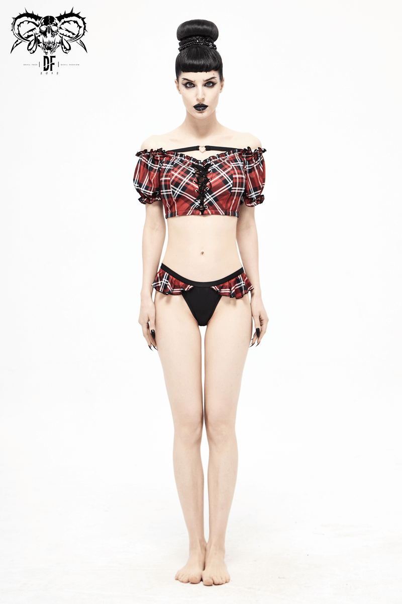 Ruffled Scottish Check Swim Panties: Women's Sexy Style