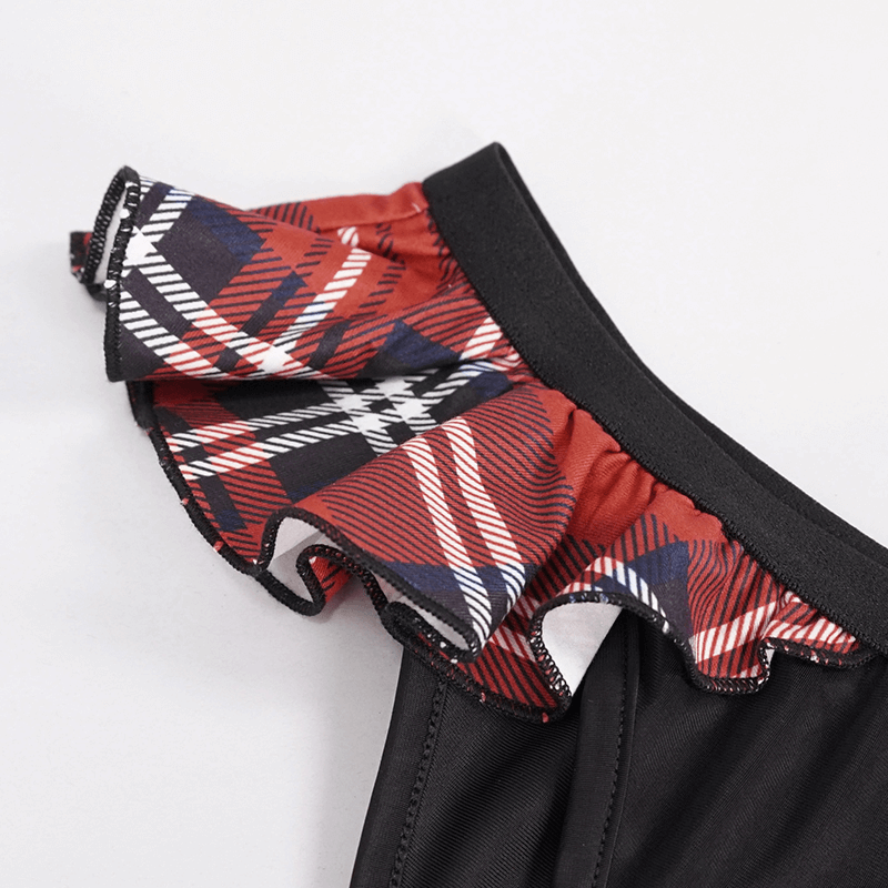 Ruffled Scottish Check Swim Panties: Women's Sexy Style