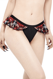 Sexy Damen-Badehose mit schottischen Karo-Rüschen/freche Damen-Bikinihose im Grunge-Stil in Schwarz