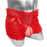 Ruffles Men's See-Through Boxers / Adult Underwear With Bowknot / Erotic Male Shorts - EVE's SECRETS