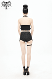 Seductive Black Crop Top with Buckles and Spikes