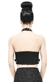 Seductive Black Crop Top with Buckles and Spikes