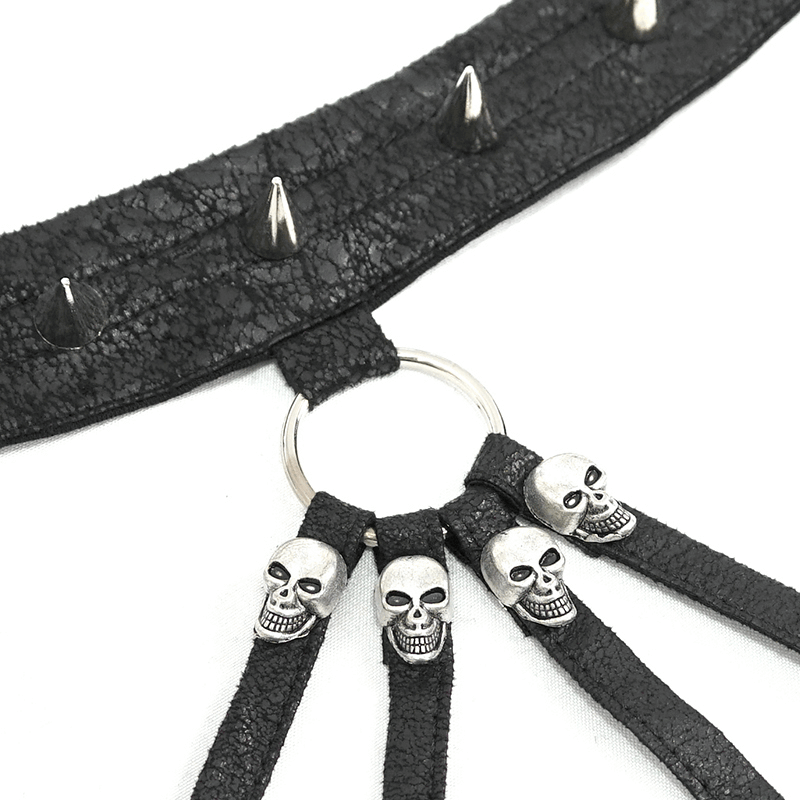 Seductive Black Crop Top with Buckles and Spikes
