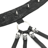 Seductive Black Crop Top with Buckles and Spikes