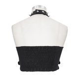 Seductive Black Crop Top with Buckles and Spikes