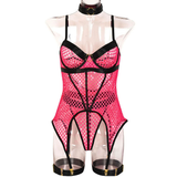 Seductive Fishnet Bodysuit Lingerie with Garters - EVE's SECRETS
