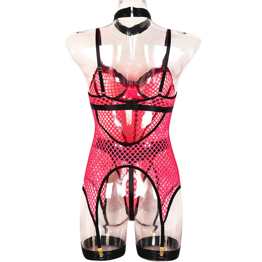 Seductive Fishnet Bodysuit Lingerie with Garters - EVE's SECRETS