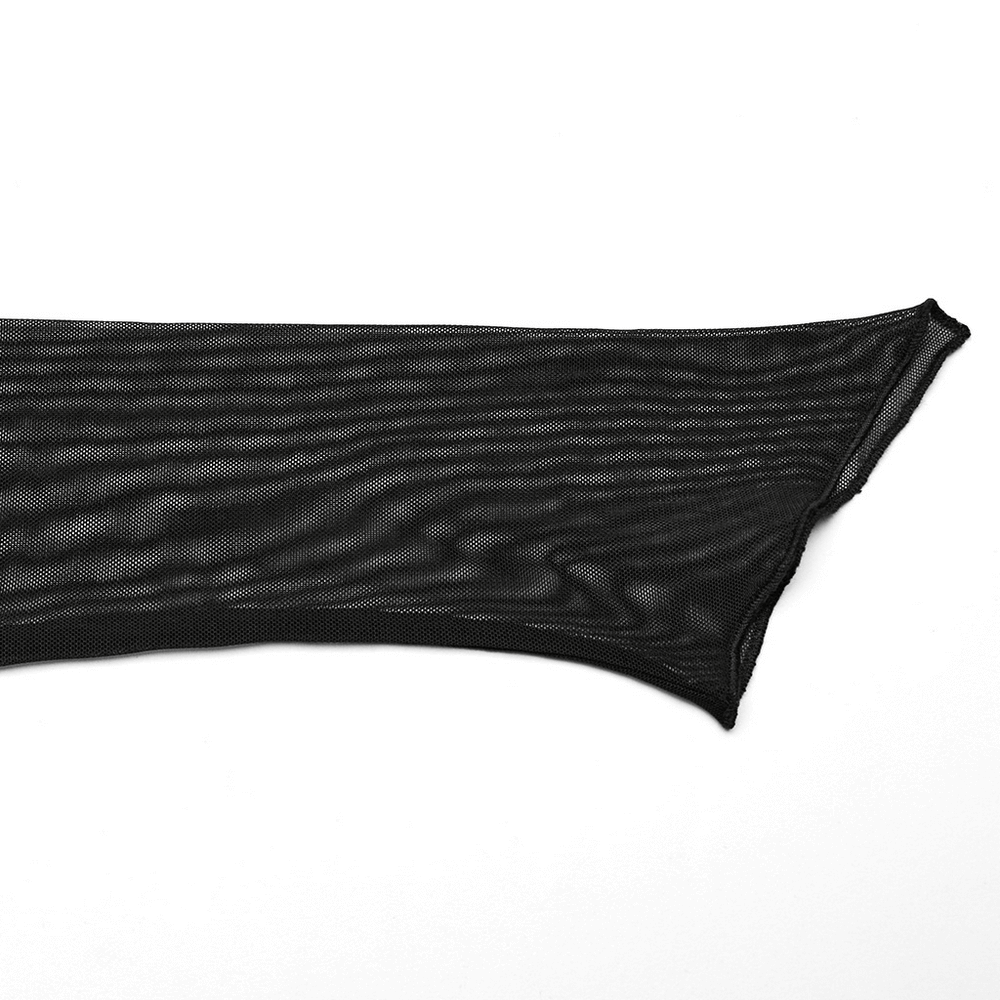 Seductive Flocked Cross Gothic Mesh Top with Edgy Vibes