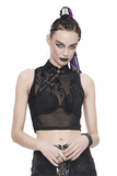 Seductive Futuristic Women's Sheer Sleeveless Crop Top