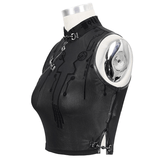 Seductive Futuristic Women's Sheer Sleeveless Crop Top