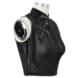 Seductive Futuristic Women's Sheer Sleeveless Crop Top