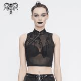 Seductive Futuristic Women's Sheer Sleeveless Crop Top