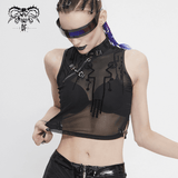 Seductive Futuristic Women's Sheer Sleeveless Crop Top