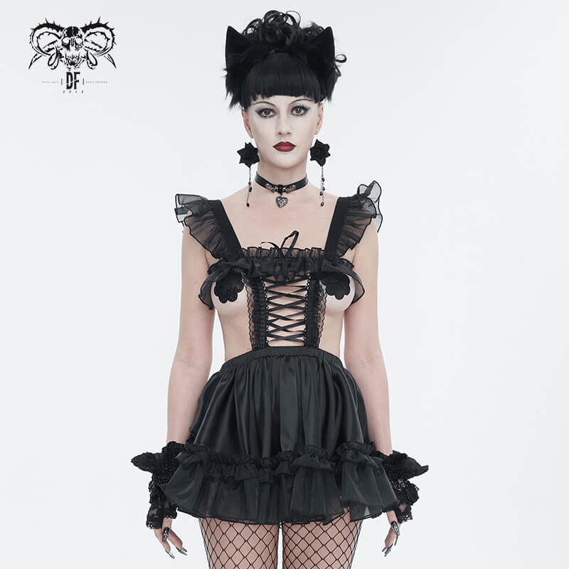 Seductive Hollow Out Lingerie Dress / Black Gothic Dress
