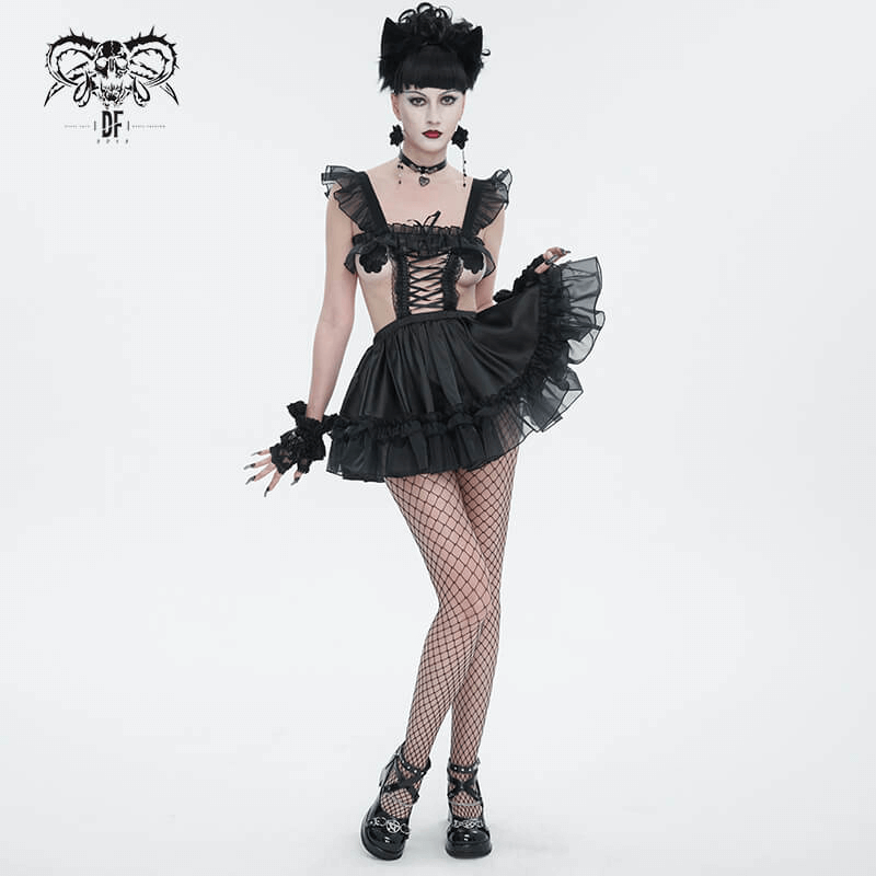 Seductive Hollow Out Lingerie Dress / Black Gothic Dress