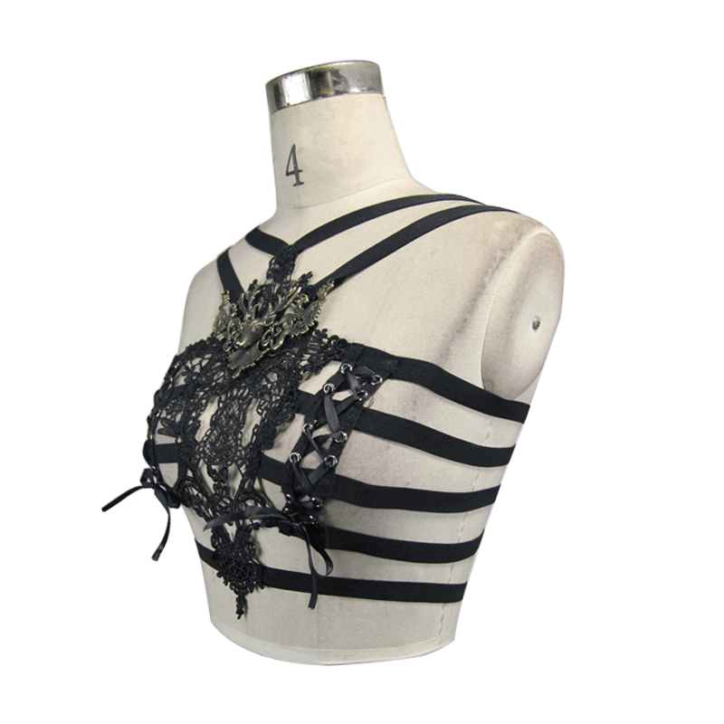 Seductive Lace Chest Harness / Vintage Gothic Bodywear