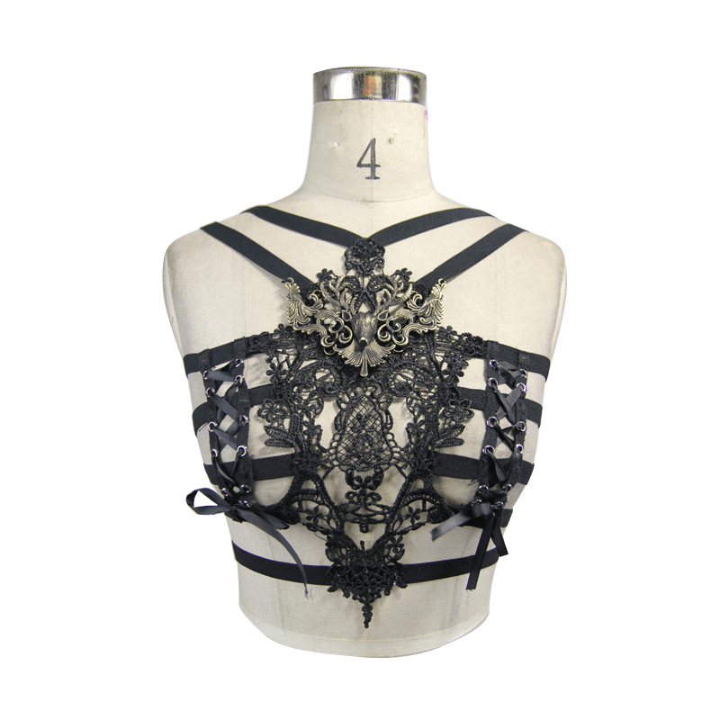 Seductive Lace Chest Harness / Vintage Gothic Bodywear